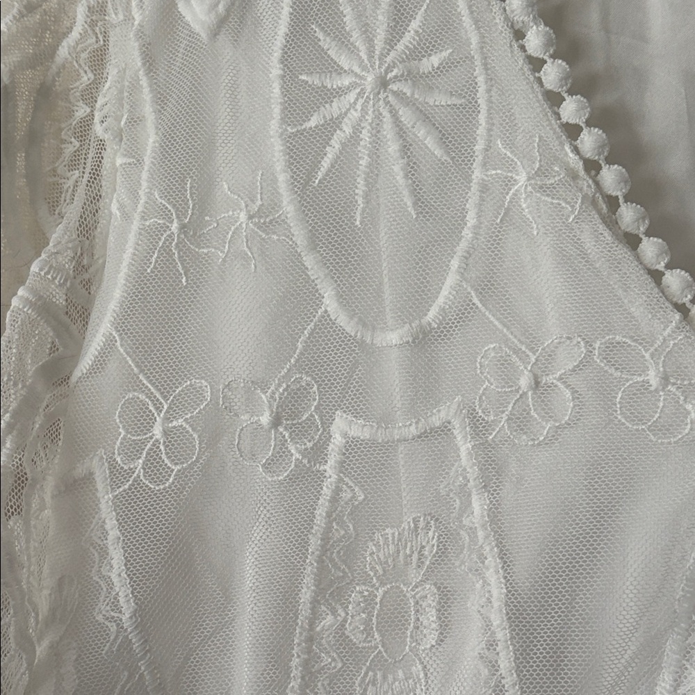 Source Unknown White Flutter Sleeve Midi Sundress - Picture 5 of 5